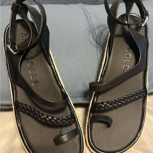 AEROSOLES Black Braided Sandals